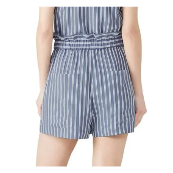 TIBI Paperbag Shorts Womens Size Small Striped Blue White 4-Pocket Pull On RTR - Picture 12 of 12